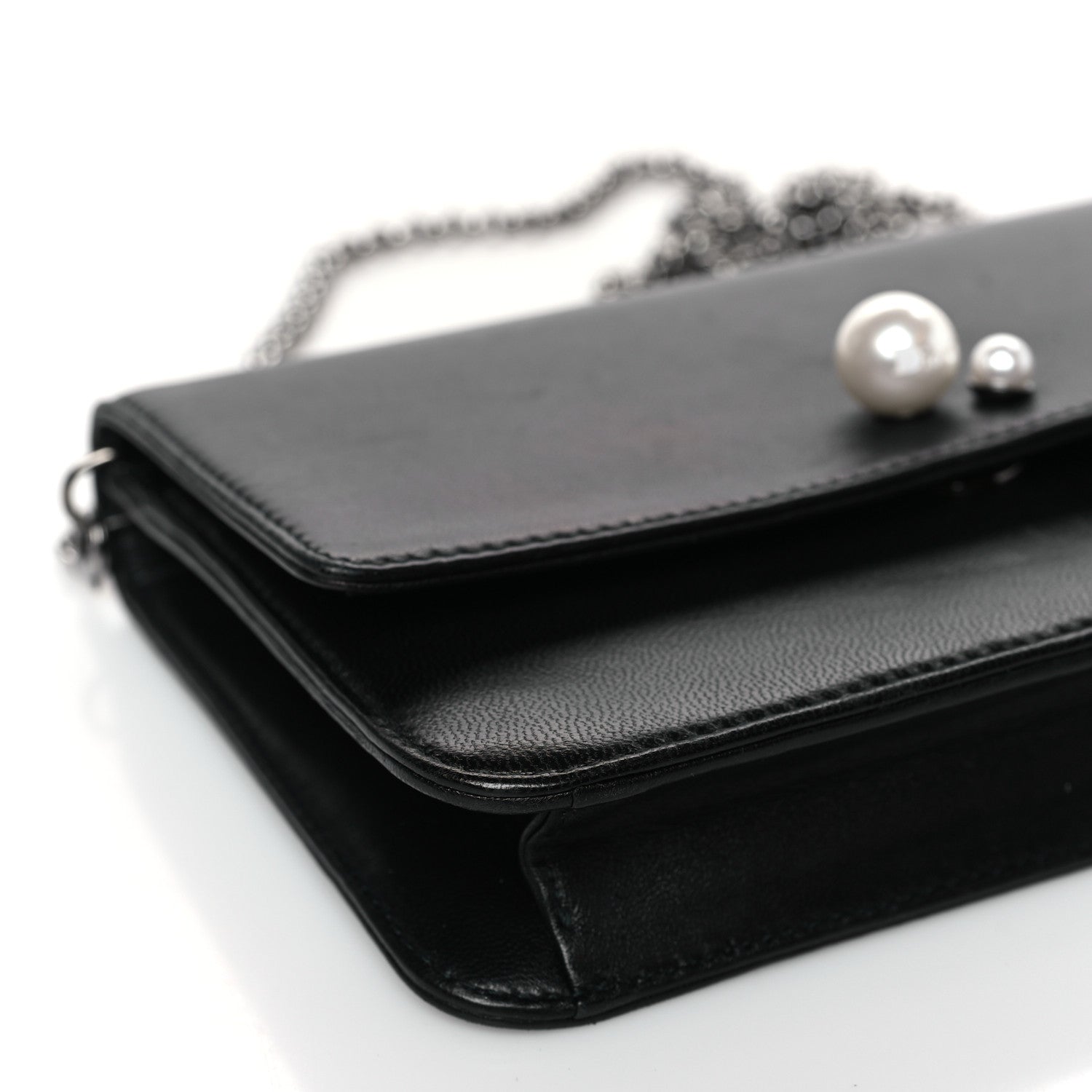 Christian Dior Smooth Lambskin Tribale Chain Wallet Black 8 of 9