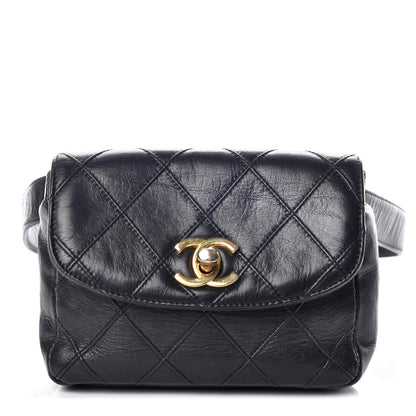 Chanel Lambskin Diamond Stitched Flap Waist Belt Bag 70 28 Black 1 of 12