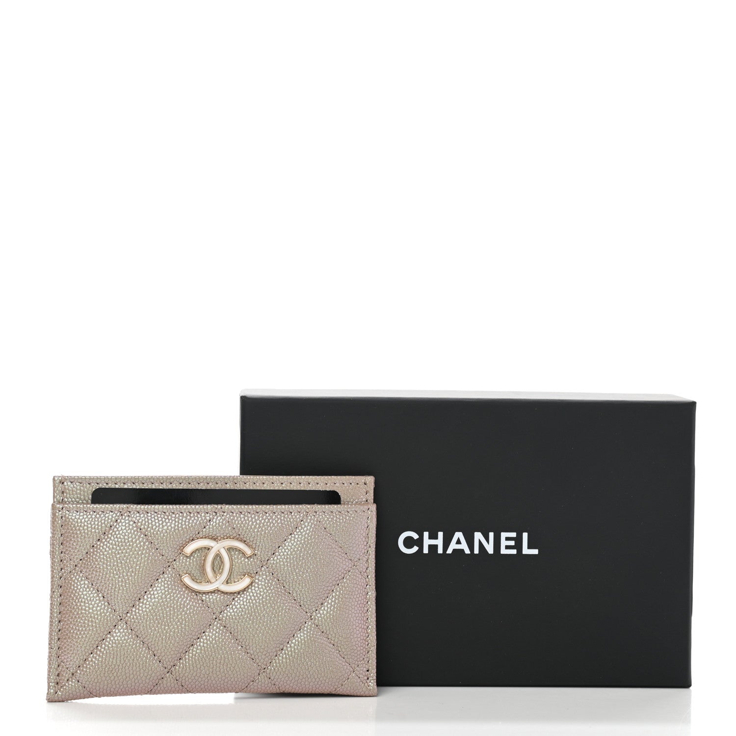 Chanel Iridescent Caviar Quilted Card Holder Beige 10 of 10