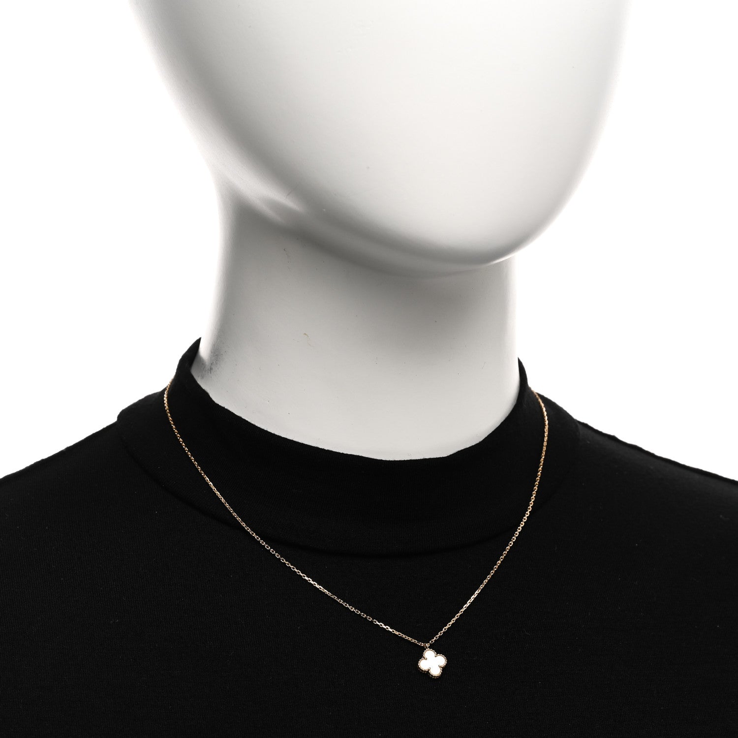 Van Cleef & Arpels 18K Yellow Gold Mother of Pearl Sweet Alhambra Pendant Necklace 2 of 5
