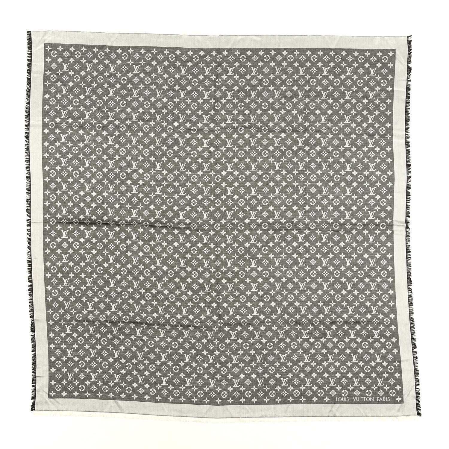 Louis Vuitton Silk Wool Monogram Denim Shawl Black 1 of 7