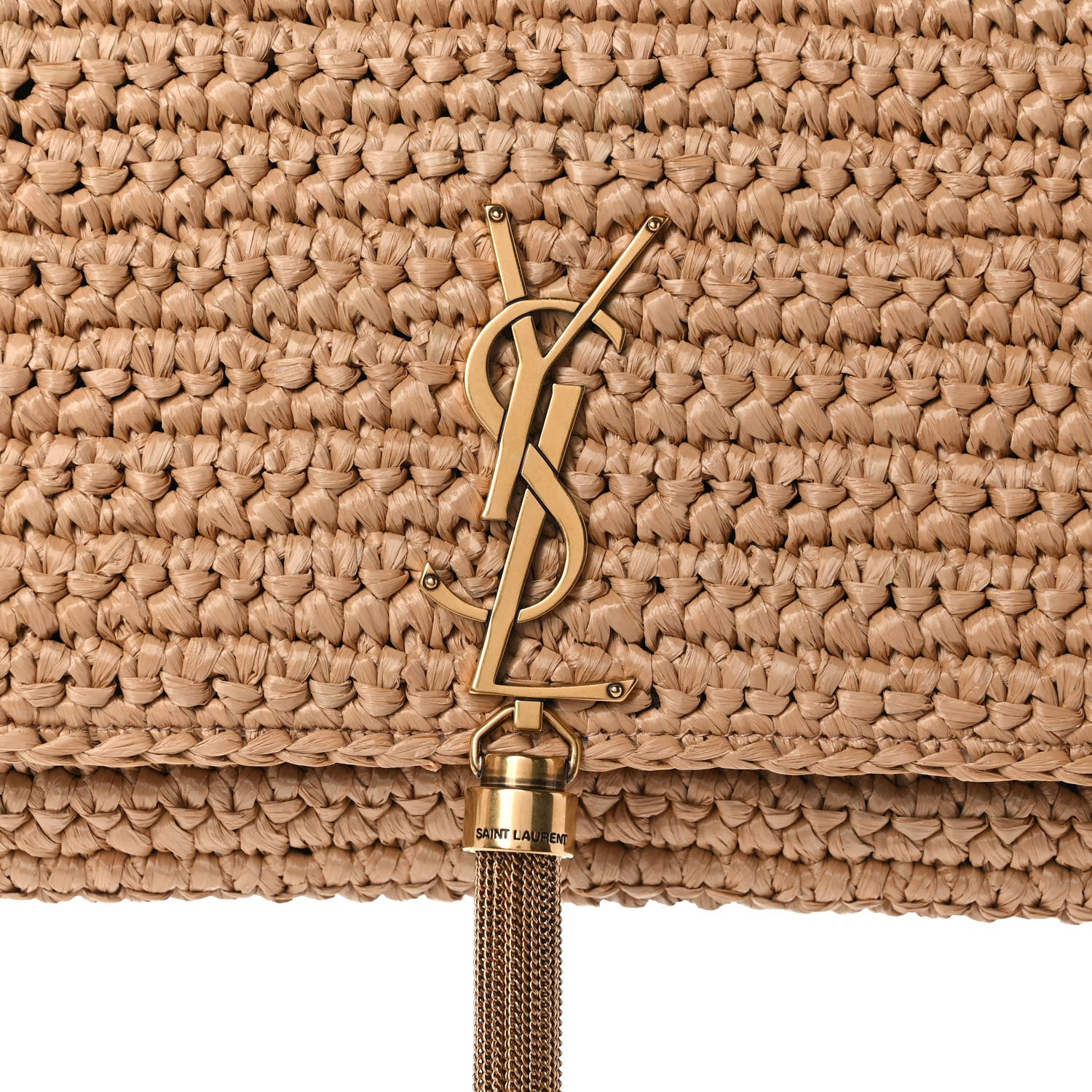 Saint Laurent Raffia Monogram Tassel Kate 99 Dark Nude 8 of 11