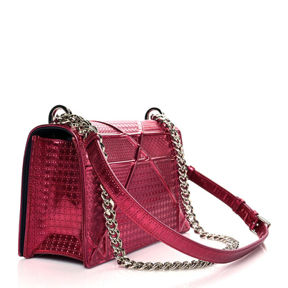Christian Dior Metallic Patent Micro-Cannage Medium Diorama Flap Bag Red 2 of 10