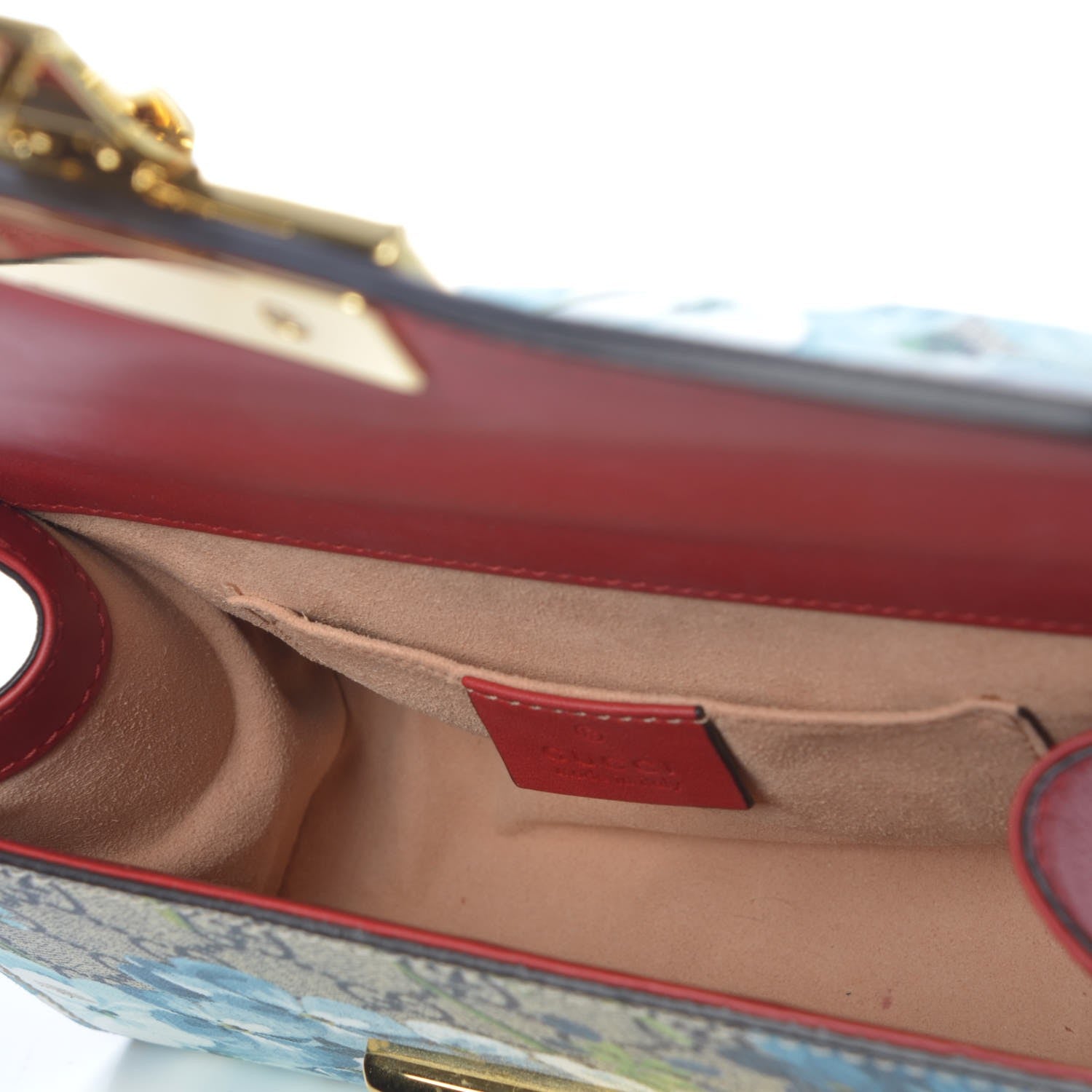 Gucci GG Supreme Monogram Blooms Small Padlock Shoulder Bag Beige Blue Navy Hibiscus Red 5 of 8