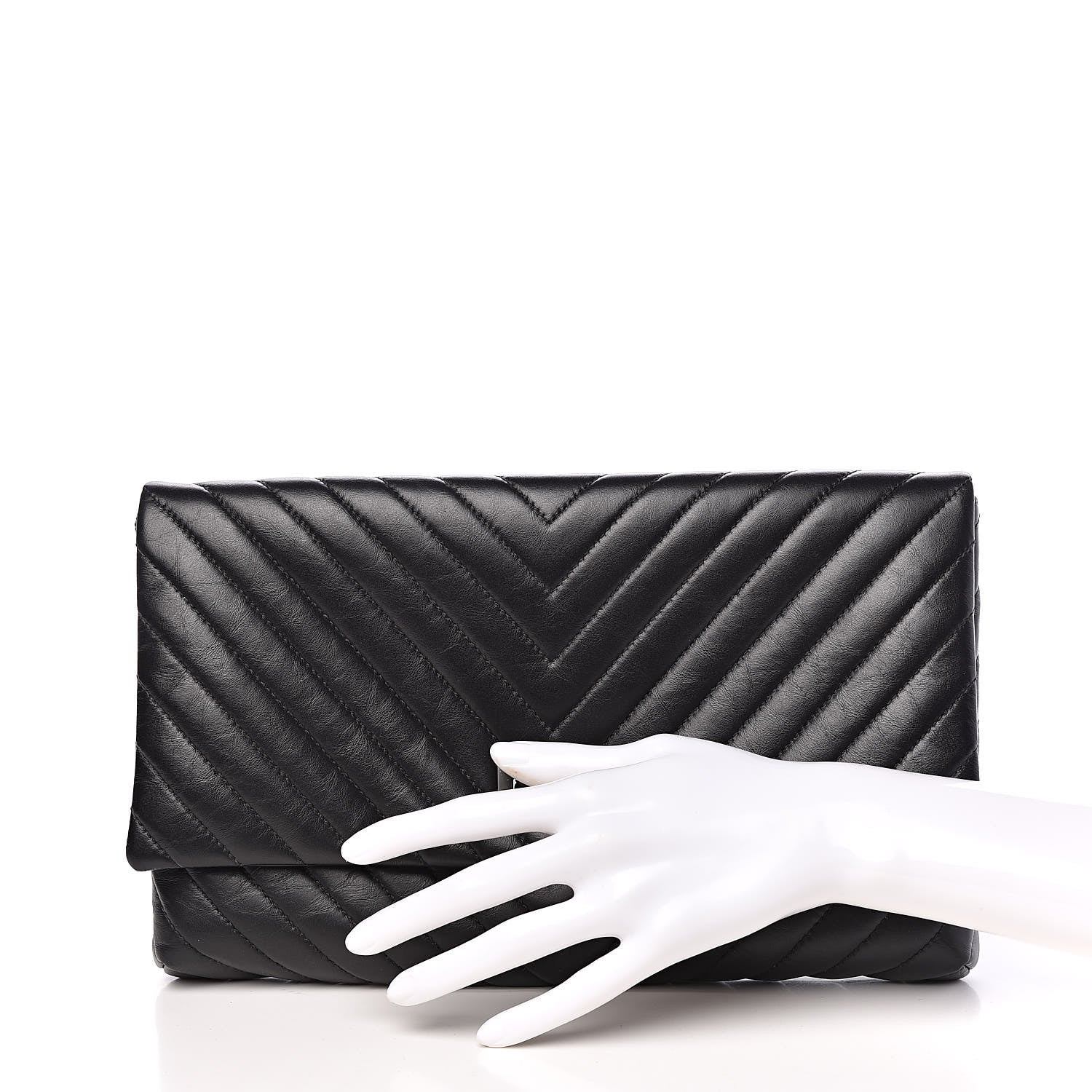 Chanel Aged Calfskin Chevron Quilted Reissue 2.55 Clutch Black 2 of 11