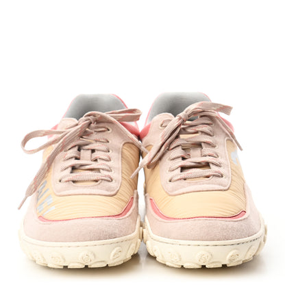 Chanel Nylon Calfskin Suede Womens CC Sneakers 40.5 Beige Pink 2 of 8