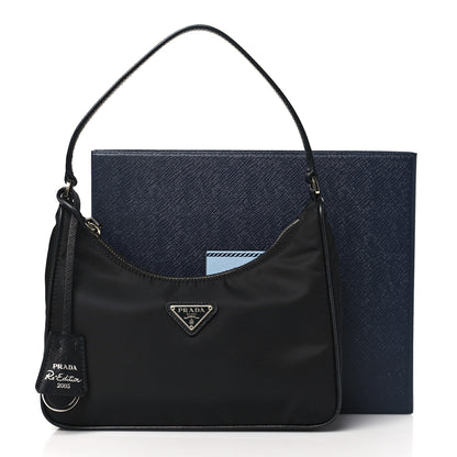 Prada Tessuto Nylon Saffiano Mini Re-Edition 2005 Bag Black 11 of 11
