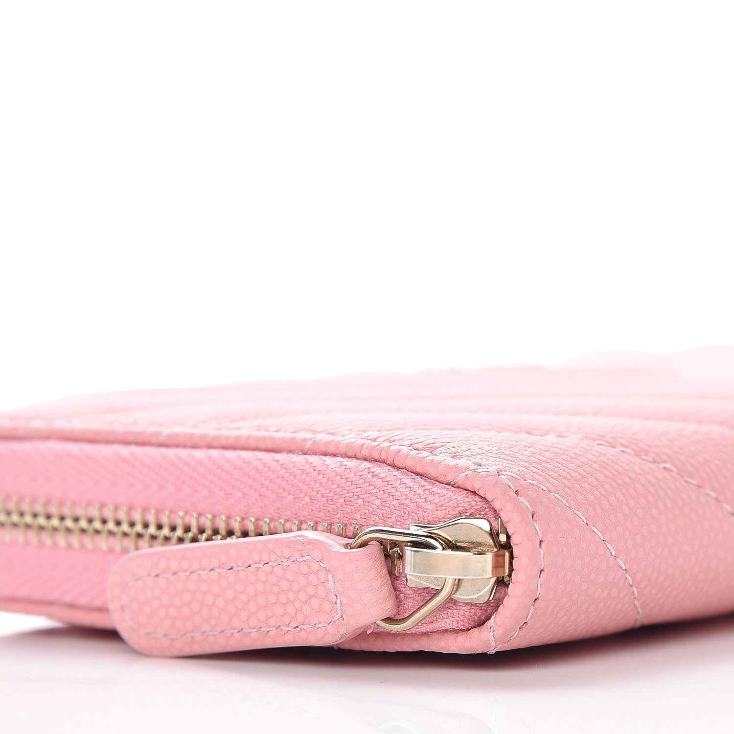 Chanel Caviar Chevron Quilted Small Zip Around Wallet Pink 8 of 10