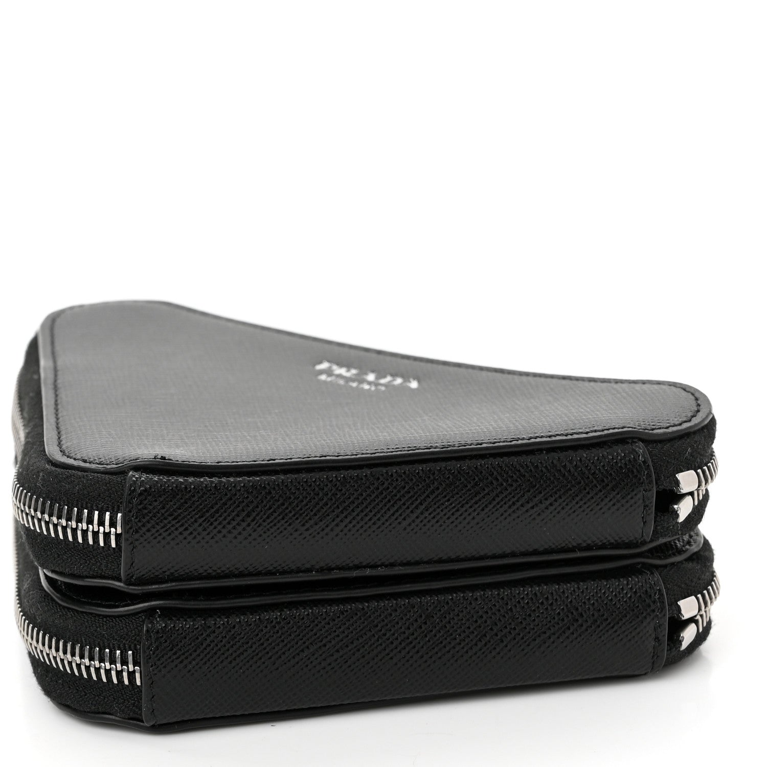 Prada Saffiano Mini Triangle Crossbody Pouch Black 10 of 10