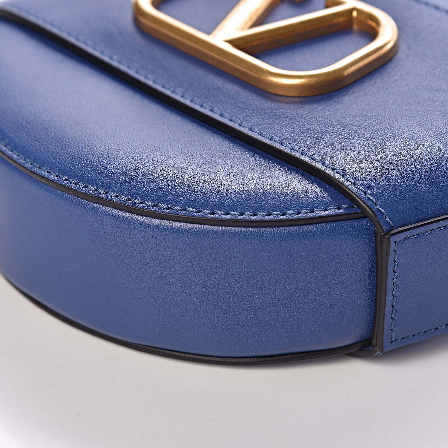 Valentino Garavani Calfskin VLogo Round Crossbody Bag Blue 9 of 10