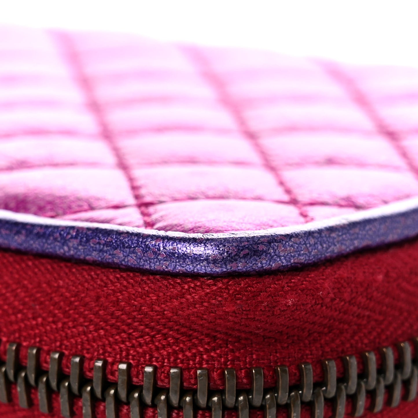 Laminated Nappa Trapuntata Zumi Zip Around Wallet Rosso Fuxia Bizantin