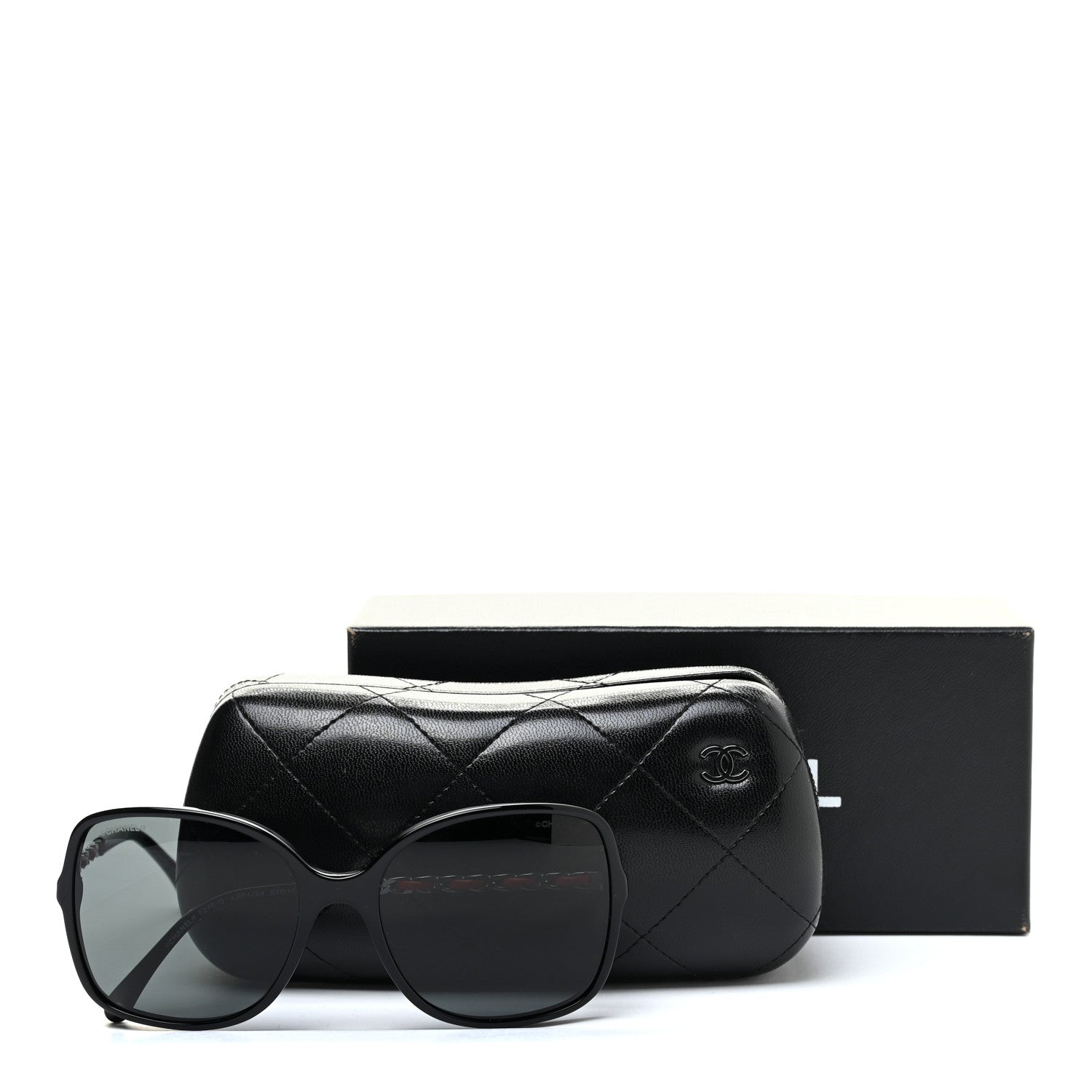 Chanel Lambskin Square Chain Sunglasses 5210-Q Black Red 8 of 8