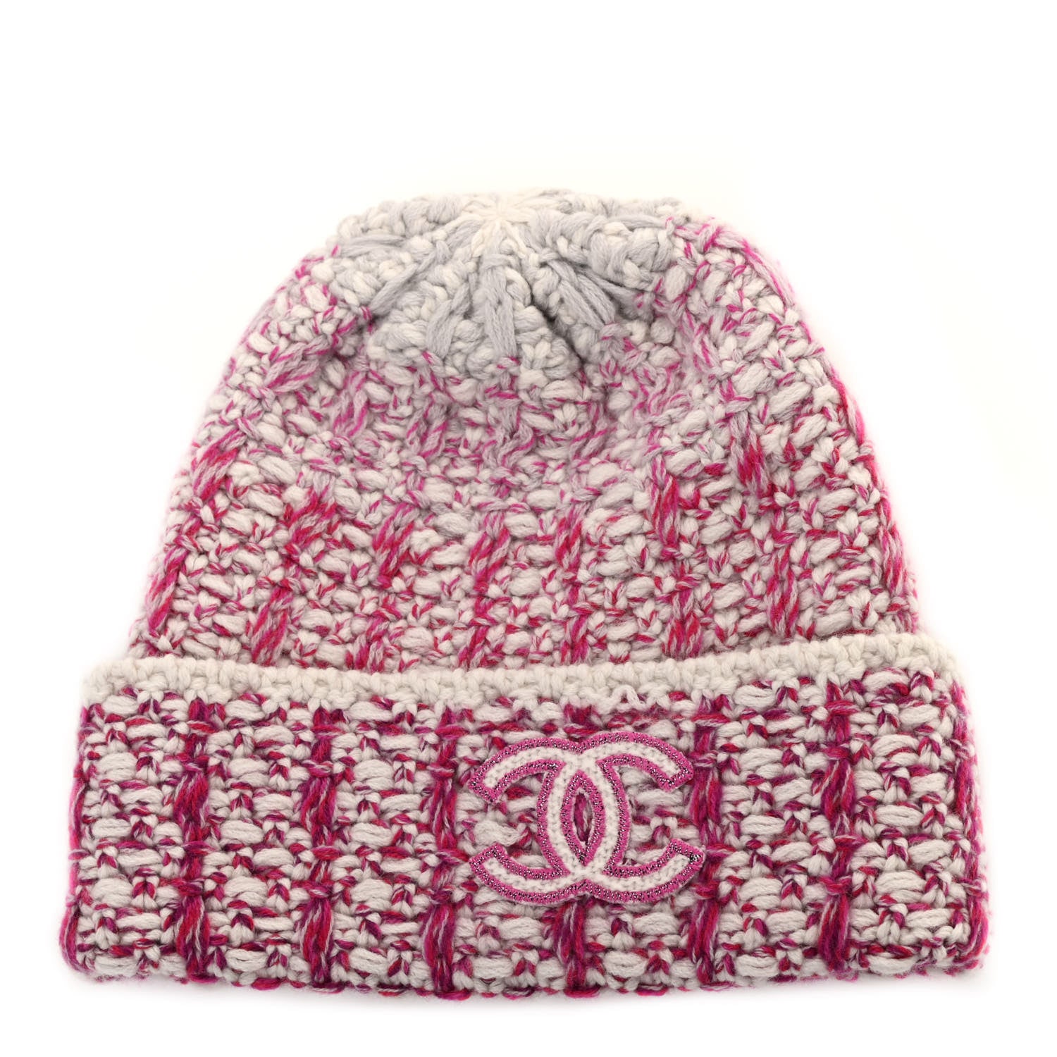 Chanel Cashmere Logo Beanie Hat Light Beige Dark Pink Light Pink 1 of 5