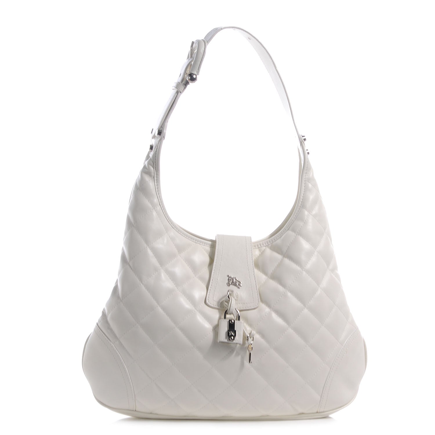 Burberry Leather Quilted Brook Hobo White 1 of 8