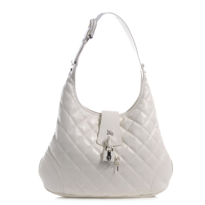 Burberry Leather Quilted Brook Hobo White 1 of 8