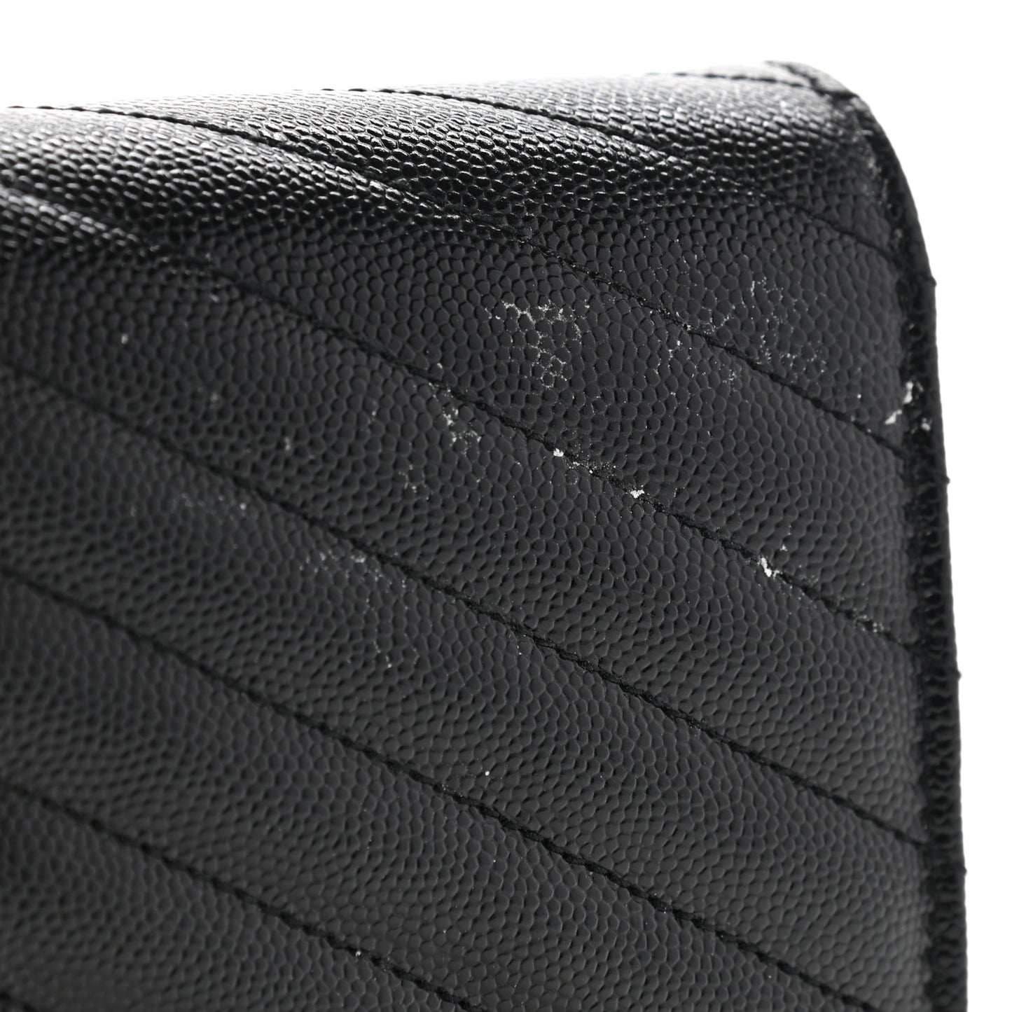 Grain De Poudre Matelasse Chevron Monogram Flap Wallet Black