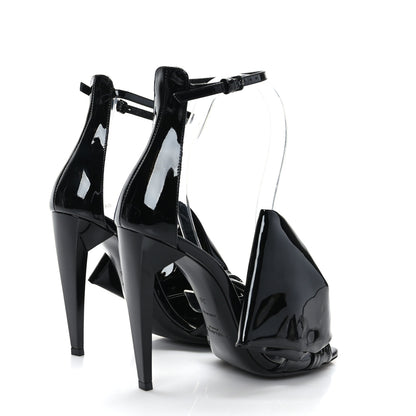 Saint Laurent Patent Calfskin Freja 105 Bow Sandals 36 Black 4 of 7