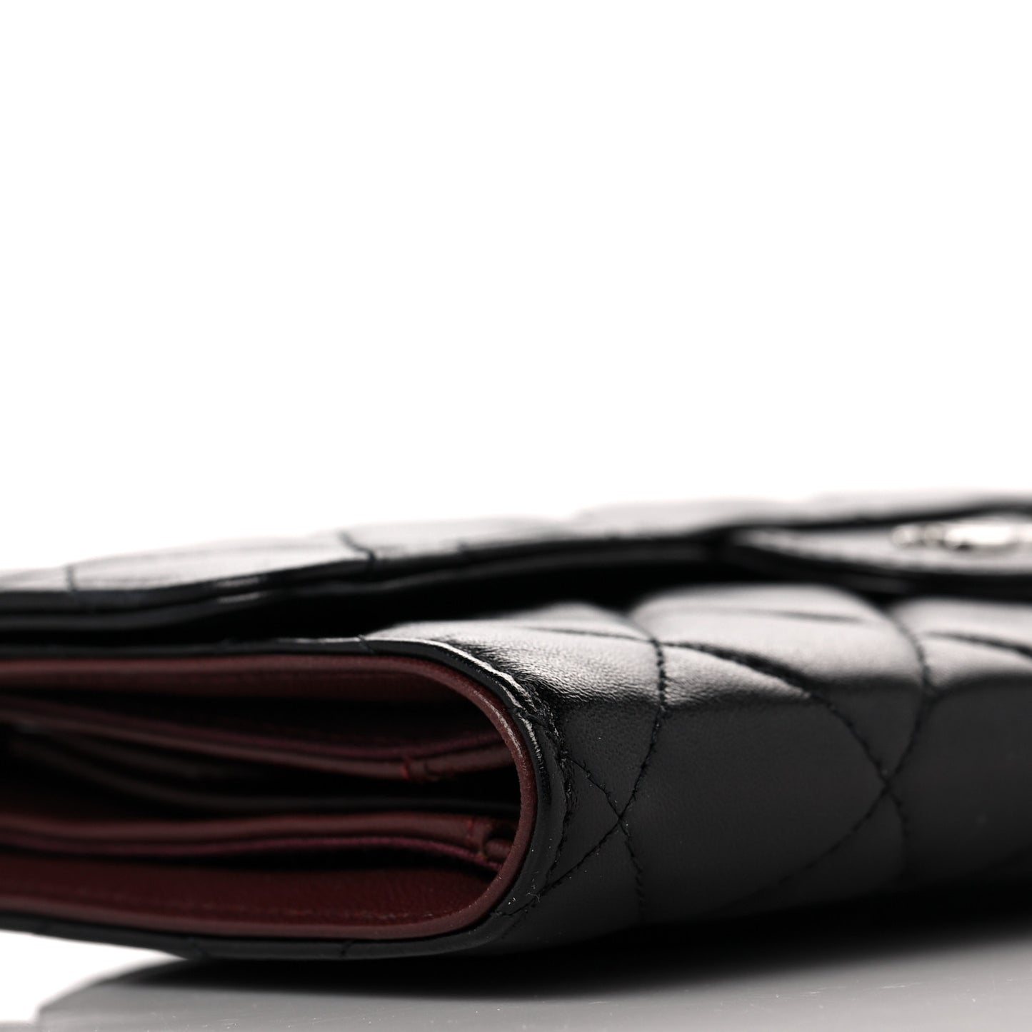 Lambskin Quilted Large Flap Wallet Black