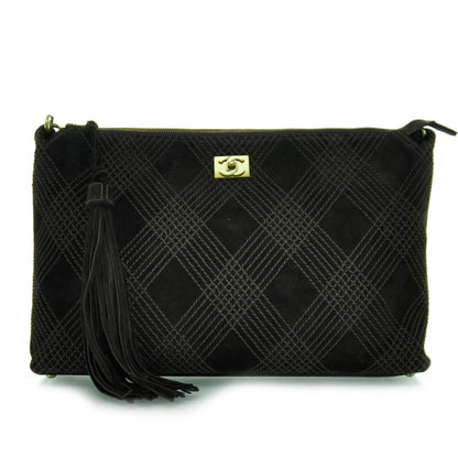 Chanel Suede Stitched Tassel CC Shoulder Bag Brown 1 of 11