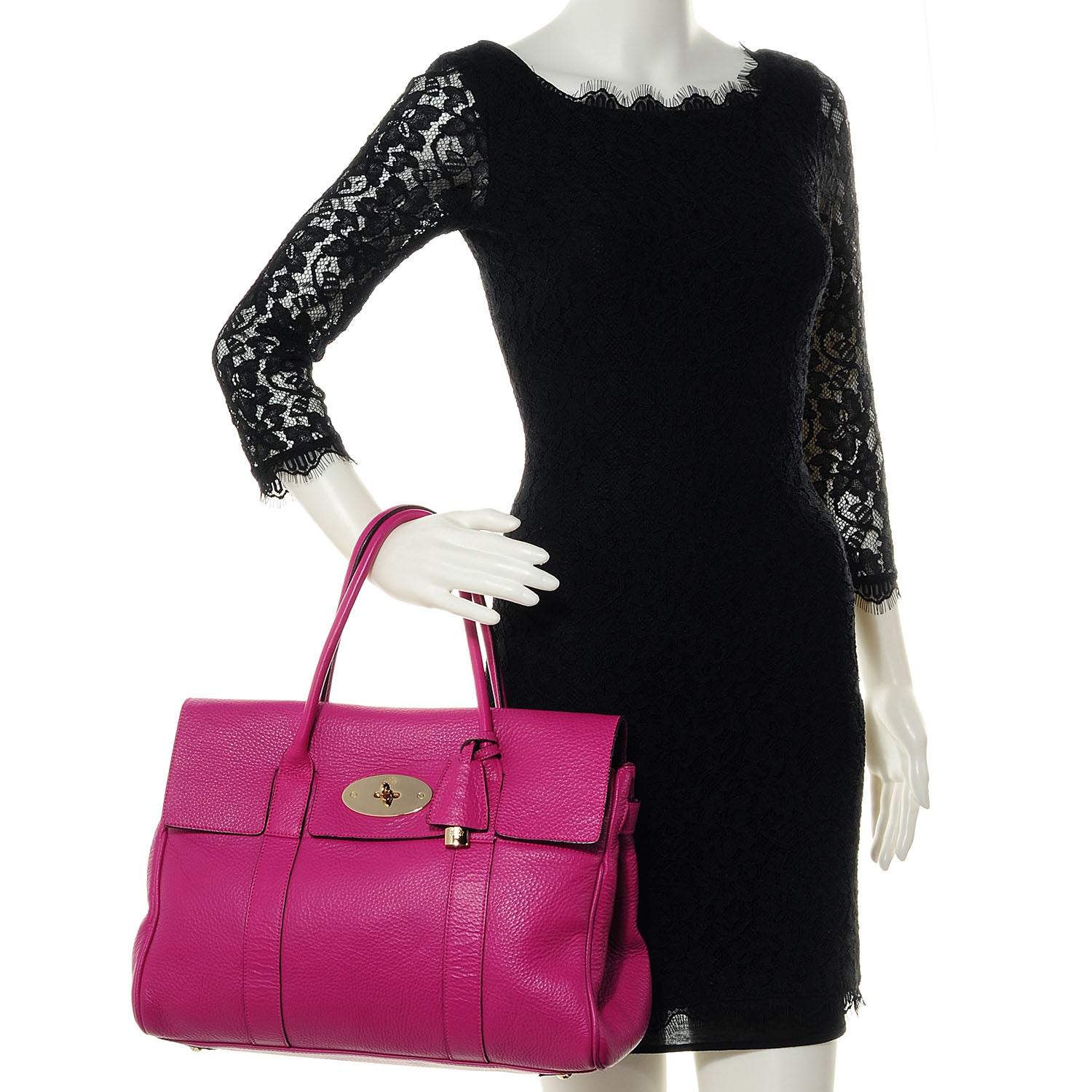 Mulberry Spongy Pebbled Leather Bayswater Hot Fuchsia 2 of 8