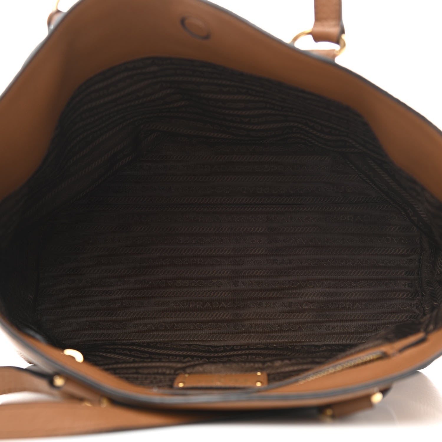 Prada Vitello Daino Embossed Logo Tote Cannella 5 of 14