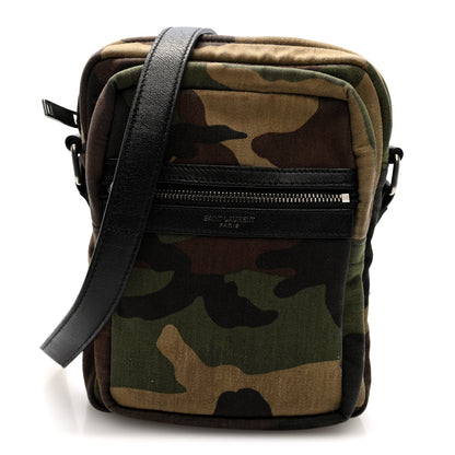 Saint Laurent Canvas Calfskin Camouflage Sid Messenger Bag Green 1 of 10