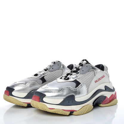 Balenciaga Mesh Nubuck Womens Triple S Sneakers 37 Black Argent 3 of 8