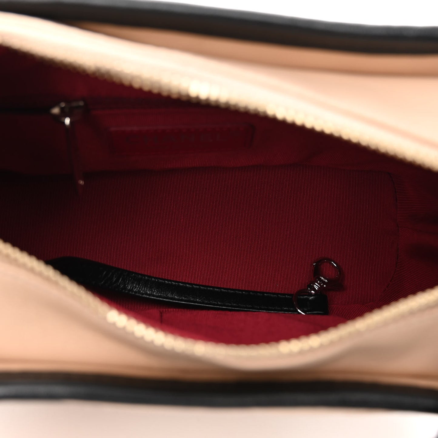 Aged Calfskin Quilted Small Gabrielle Hobo Beige Black