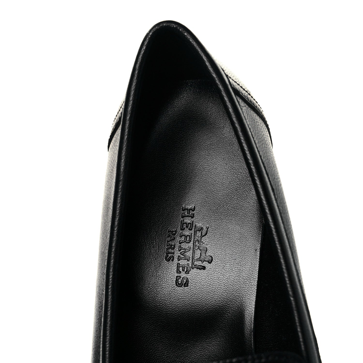 Hermes Goatskin Womens Royal Loafers 36.5 Black 7 of 9