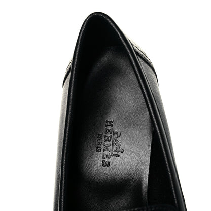 Hermes Goatskin Womens Royal Loafers 36.5 Black 7 of 9
