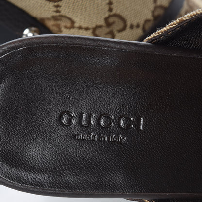 Gucci Monogram Cellarius Soft Calfskin Icon Bit Platform Clog High Heel Slide Sandals 40 Beige Ebony Cocoa 6 of 12