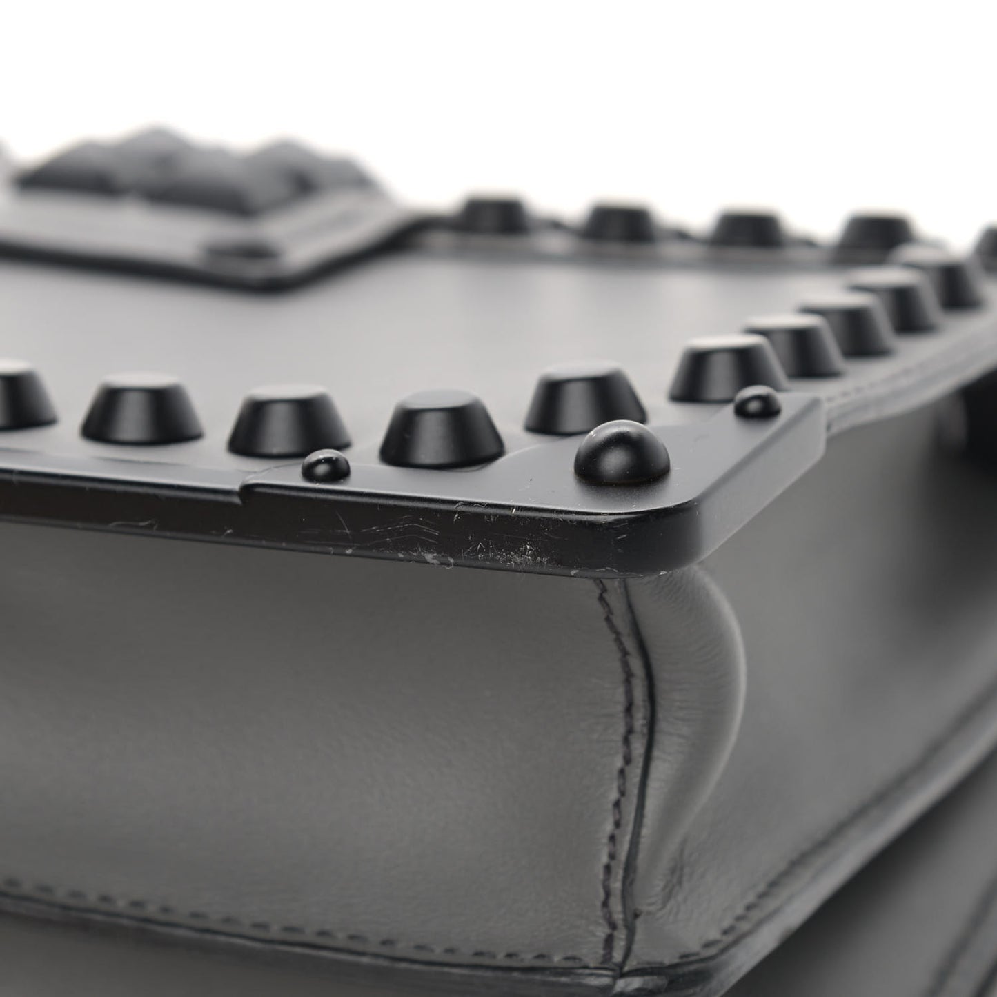 City Calfskin Saffiano Studded Cahier Bag Mercurio