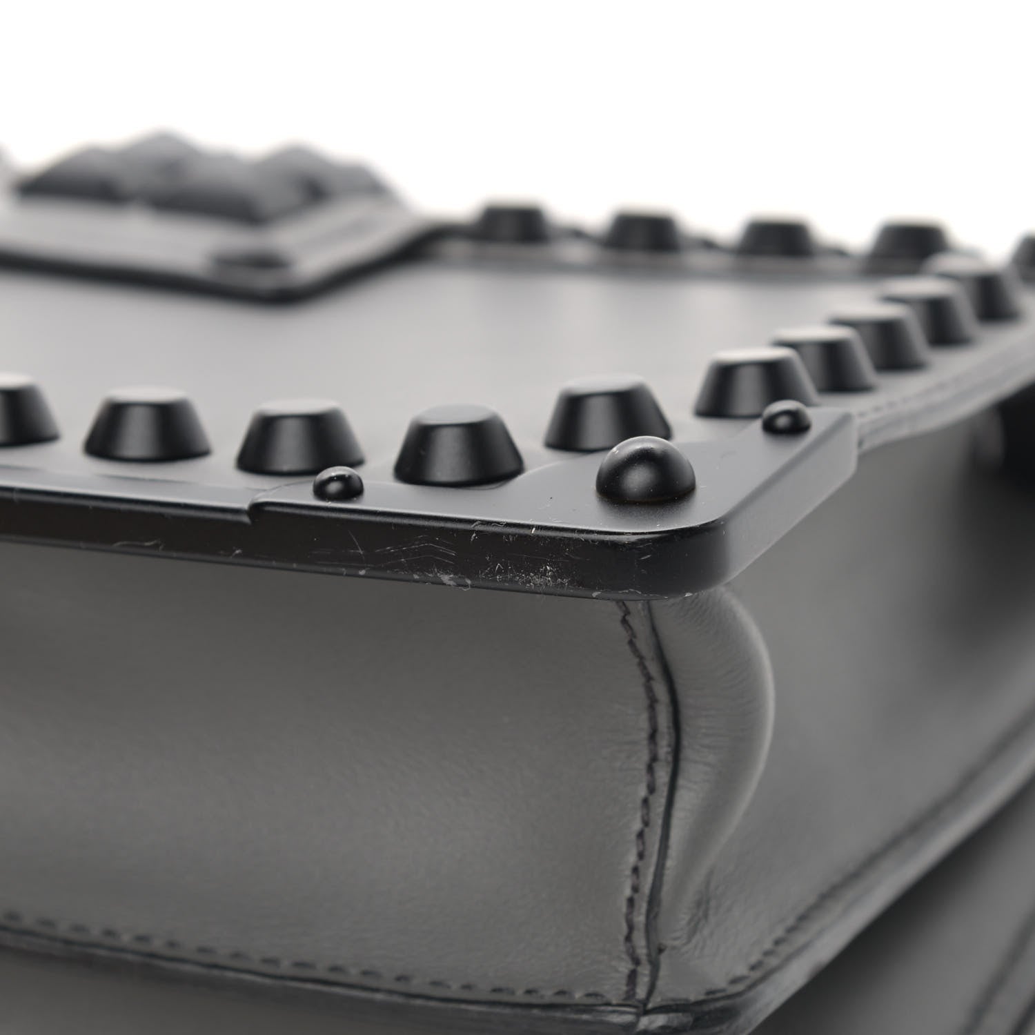 Prada City Calfskin Saffiano Studded Cahier Bag Mercurio 10 of 13