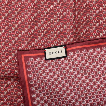 Gucci Silk Interlocking G Heart Square Scarf Red 2 of 3