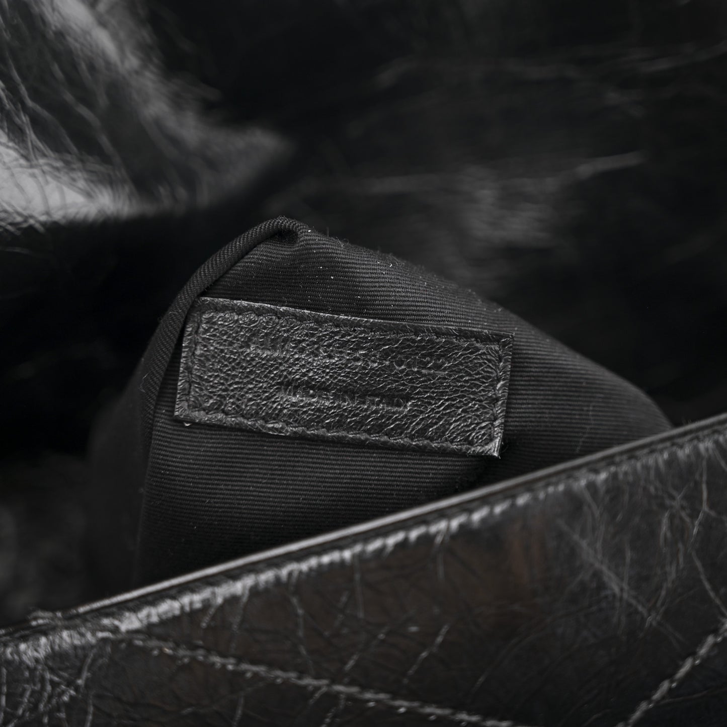 Crinkled Calfskin Matelasse Monogram Medium Niki Chain Satchel Black