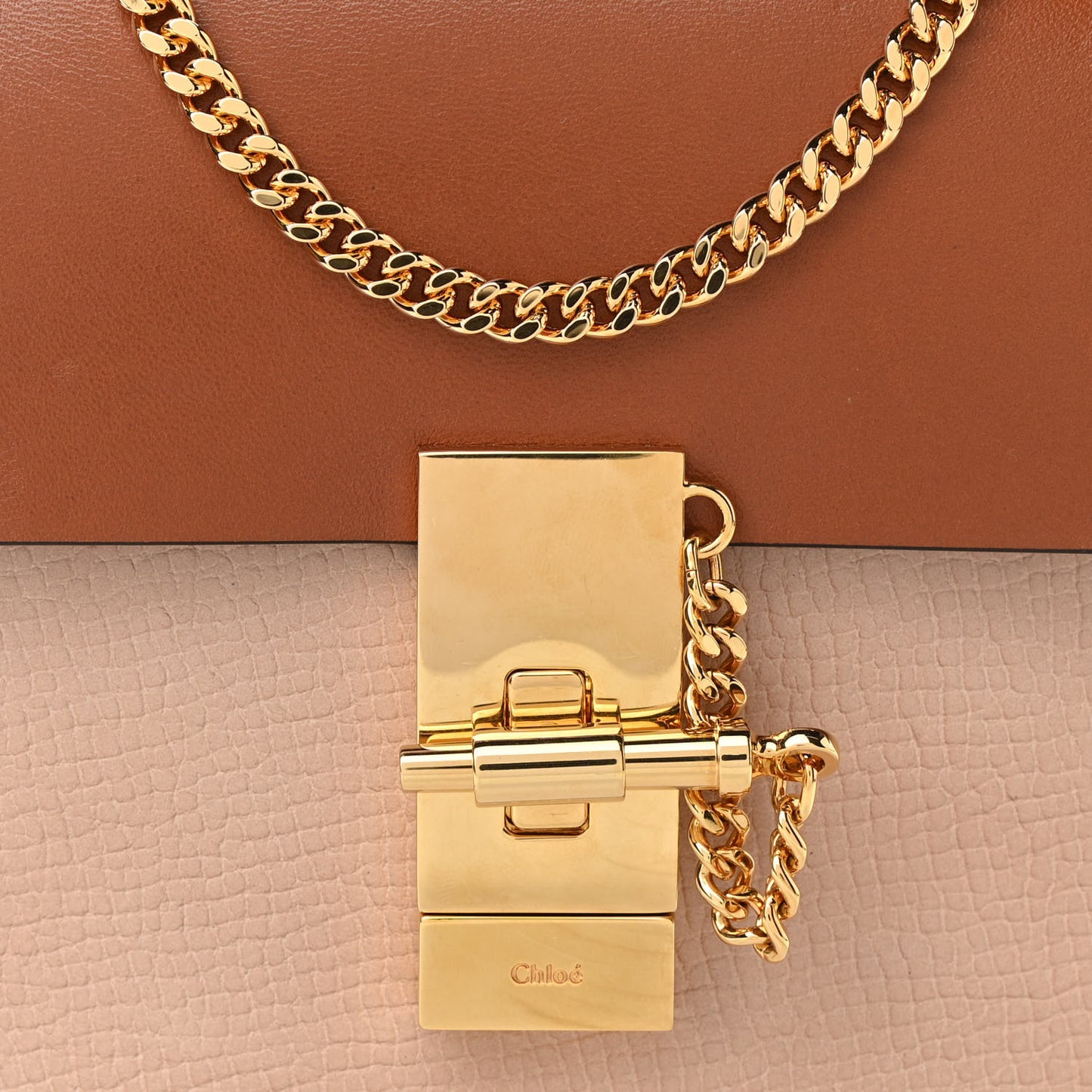 Grained Calfskin Lambskin Mini Bi-Color Drew Shoulder Bag Powder Beige Caramel