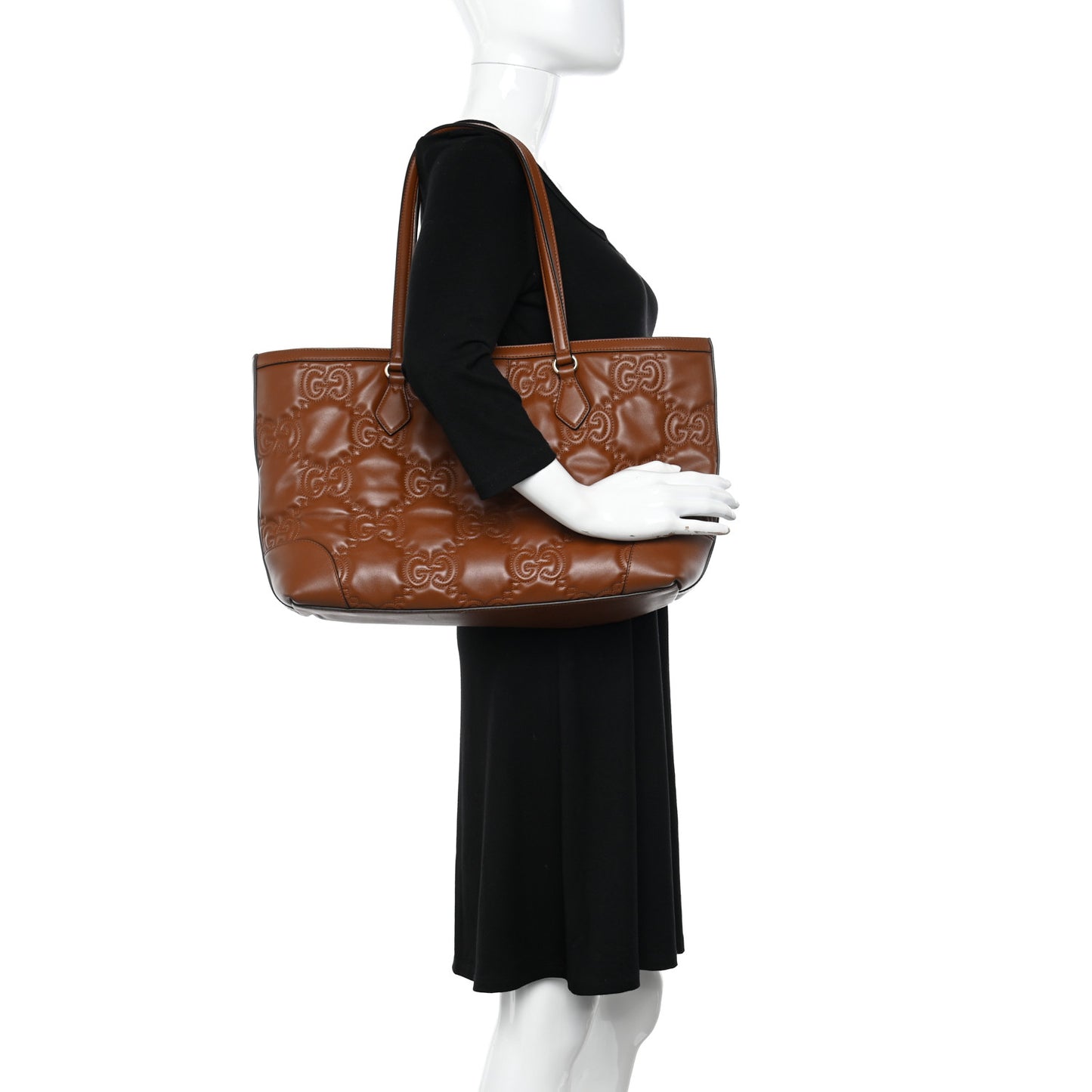 Calfskin GG Matelasse Medium Ophidia Shopping Bag Peanut Brown