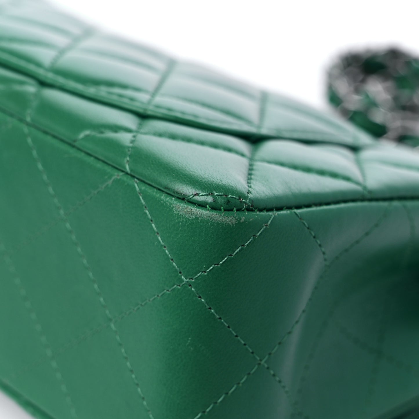 Lambskin Quilted Mini Rectangular Flap Green