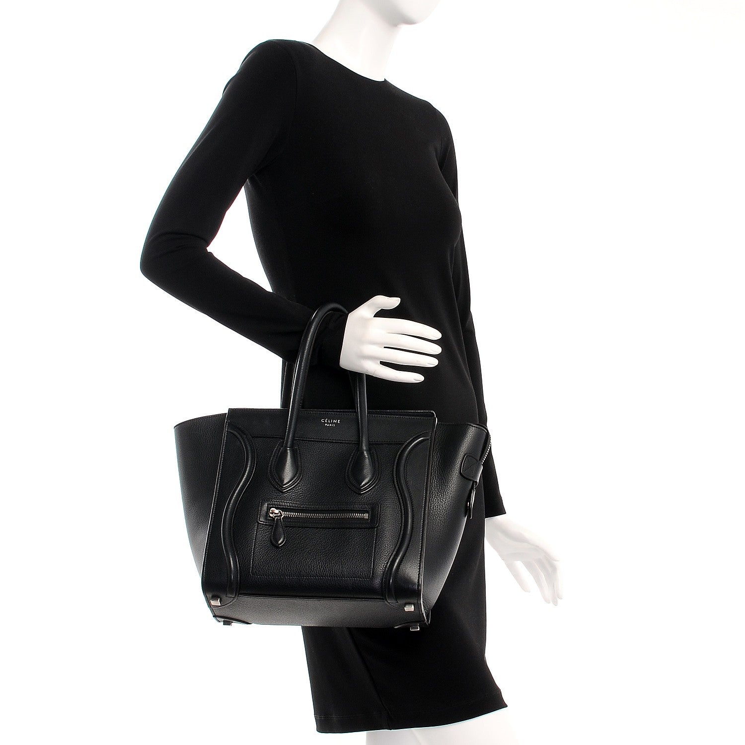 Celine Drummed Calfskin Micro Luggage Black 2 of 16