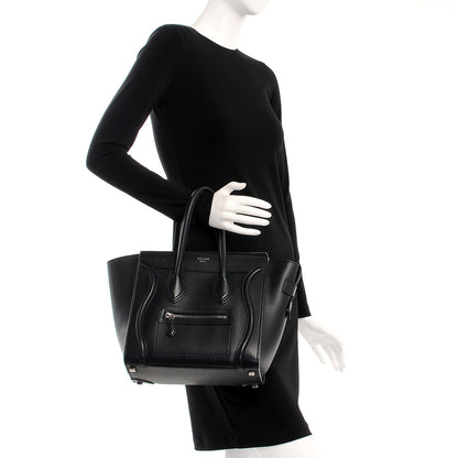 Celine Drummed Calfskin Micro Luggage Black 2 of 16
