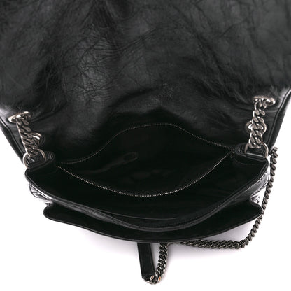 Saint Laurent Crinkled Calfskin Matelasse Monogram Medium Niki Chain Satchel Black 5 of 12