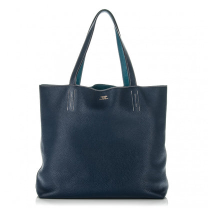 Hermes Taurillon Clemence Double Sens 36 Reversible Tote Bleu Sapphire Izmir 1 of 19