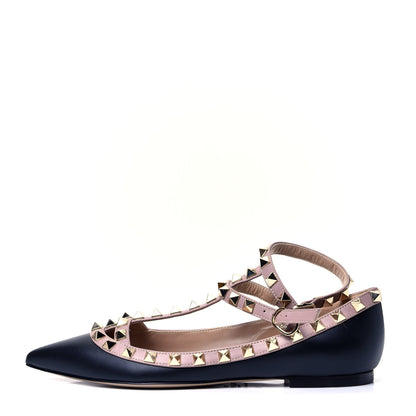 Valentino Garavani Nappa Rockstud Cage Ballerina Flats 35 Black Poudre 1 of 9