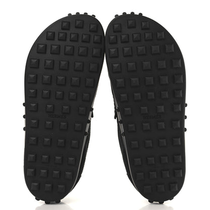 Hermes Suede Calfskin Lazy Loafers 37 Black 6 of 9