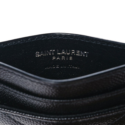 Saint Laurent Grain De Poudre Matelasse Chevron Monogram Credit Card Case Black 6 of 8