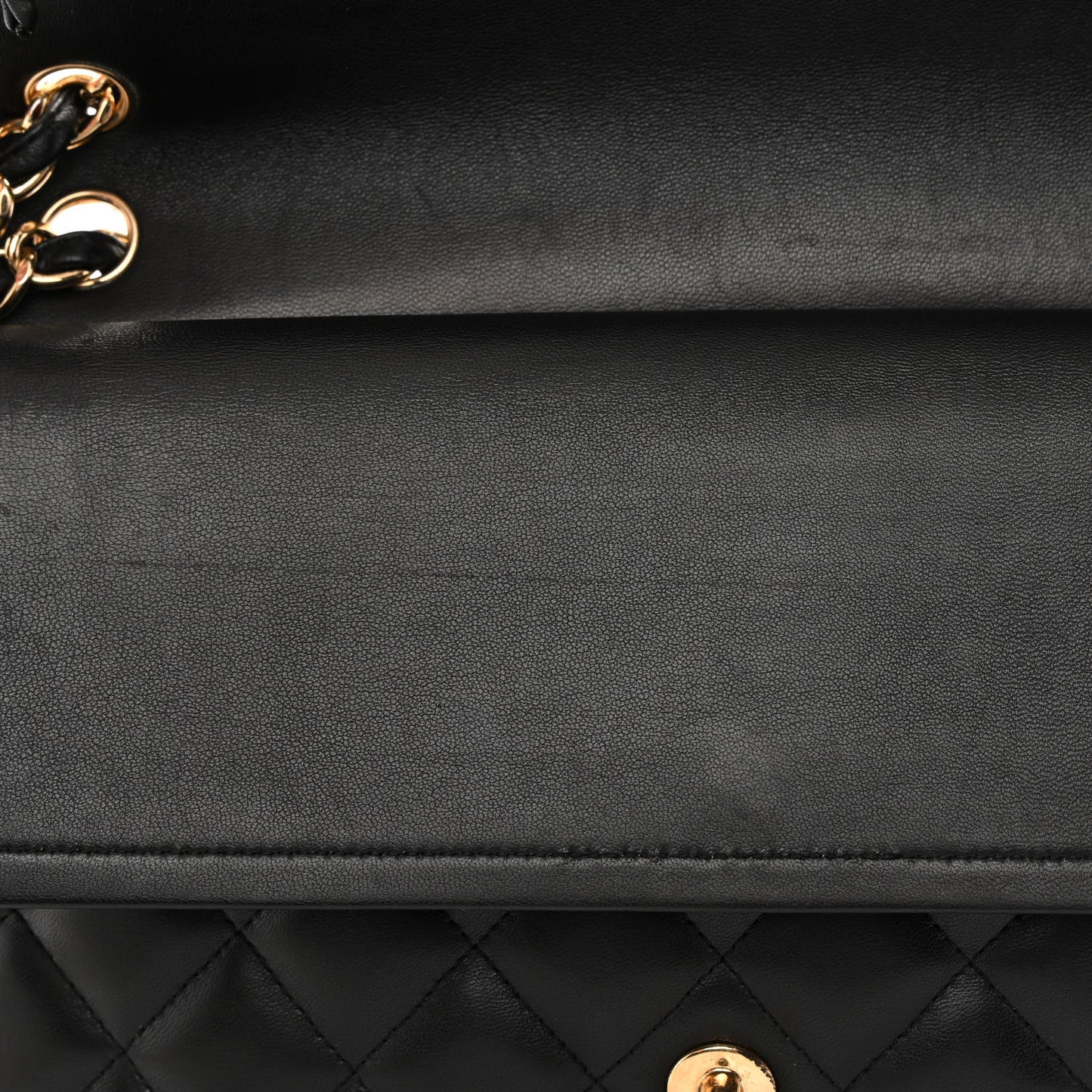 Lambskin Quilted Jumbo Double Flap Black