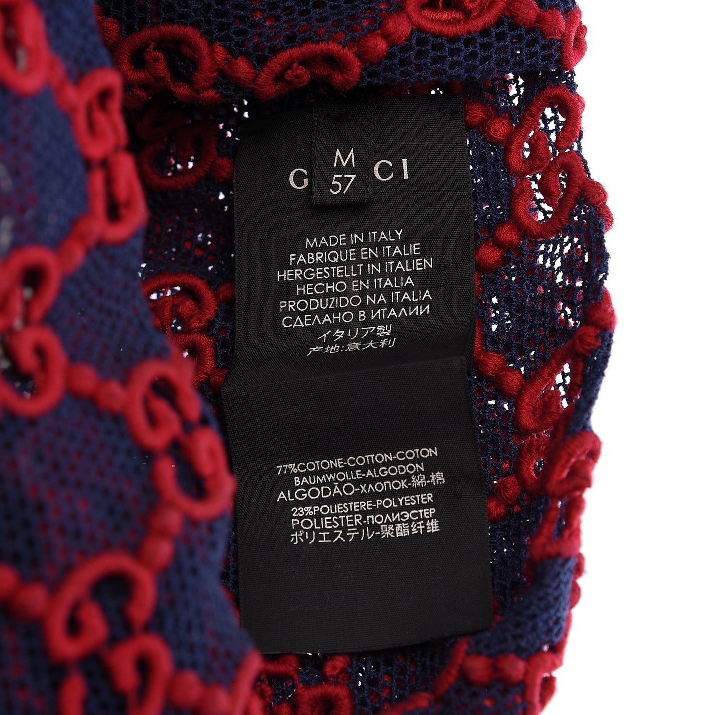 Cotton Embroidered GG Blend Headband M Blue Red