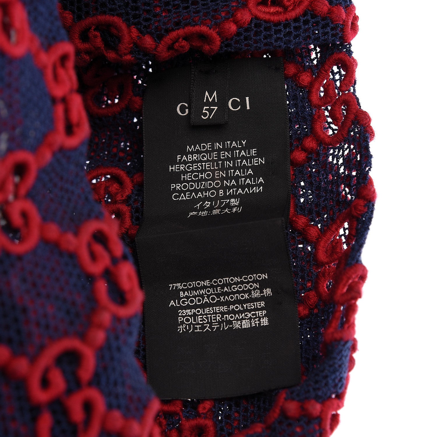 Gucci Cotton Embroidered GG Blend Headband M Blue Red 5 of 5