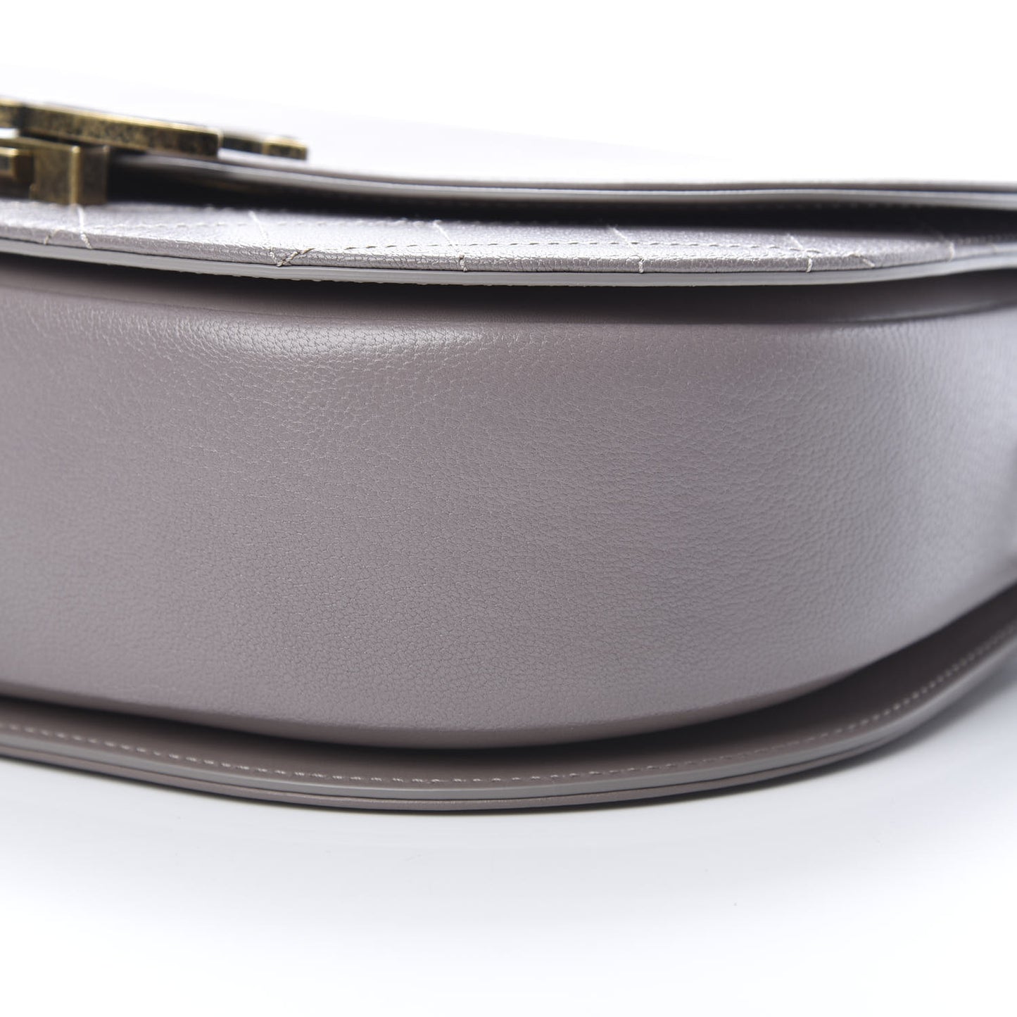 Shiny Calfskin Goatskin Quilted Medium Coco Curve Messenger Flap Grey