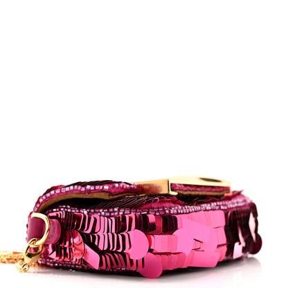 Fendi Sequin Paillettes Shiny Nappa Sex and the City Nano Maxi Buckle Baguette Charm Ciclamino Pilar 9 of 11